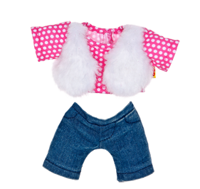 Build A Bear Smallfrys® Pink Faux Fur Vest Outfit 2 pc.