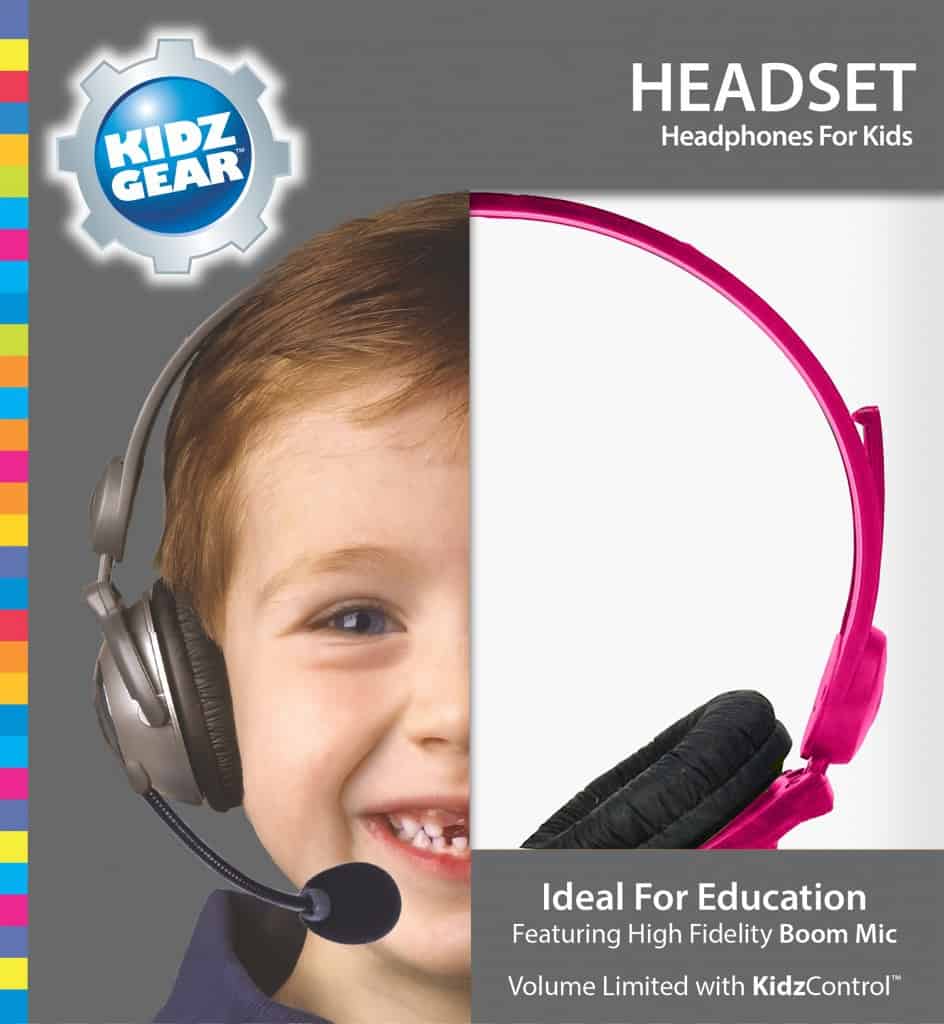 Kidz Gear Deluxe Stereo Headset Headphones with Boom Microphone - Box Pink